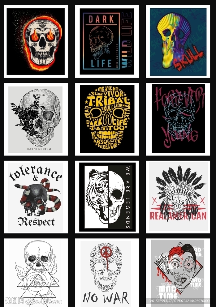 创意个性纹身抽象骷髅头图案