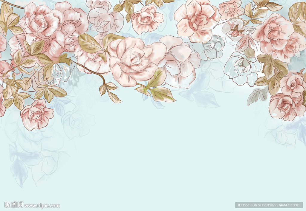 现代简约北欧 手绘花