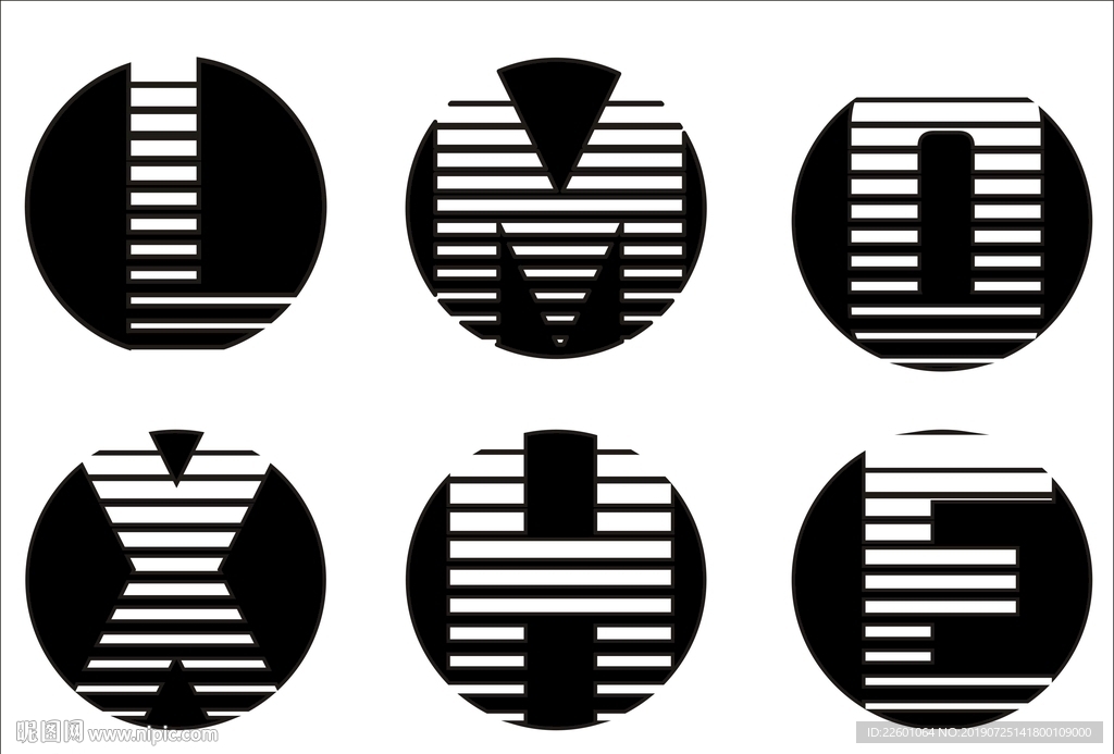 原创艺术字体渐变字母矢量图