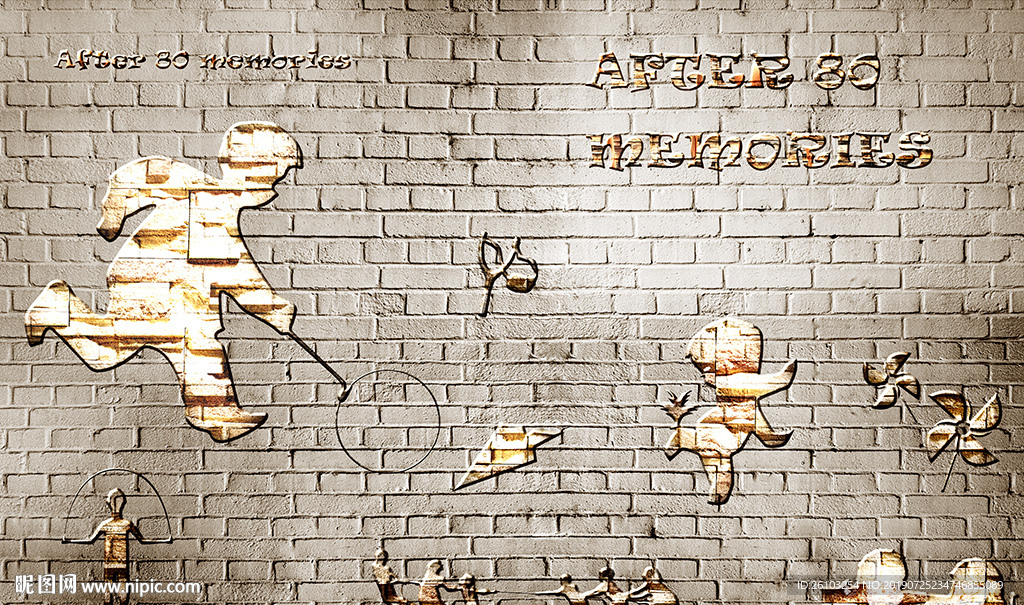 简约砖墙80后的回忆电视背景墙