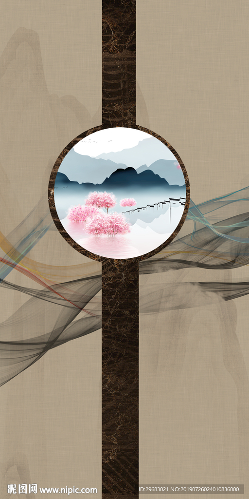 新中式装饰玄关画 TIF分层图