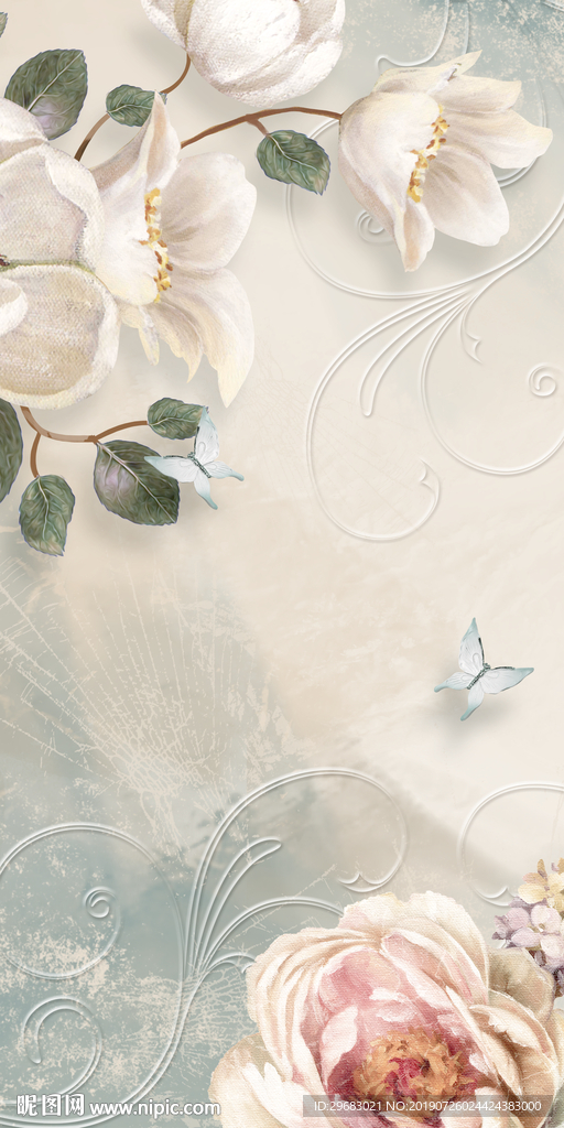 欧式花装饰玄关画 TIF分层图