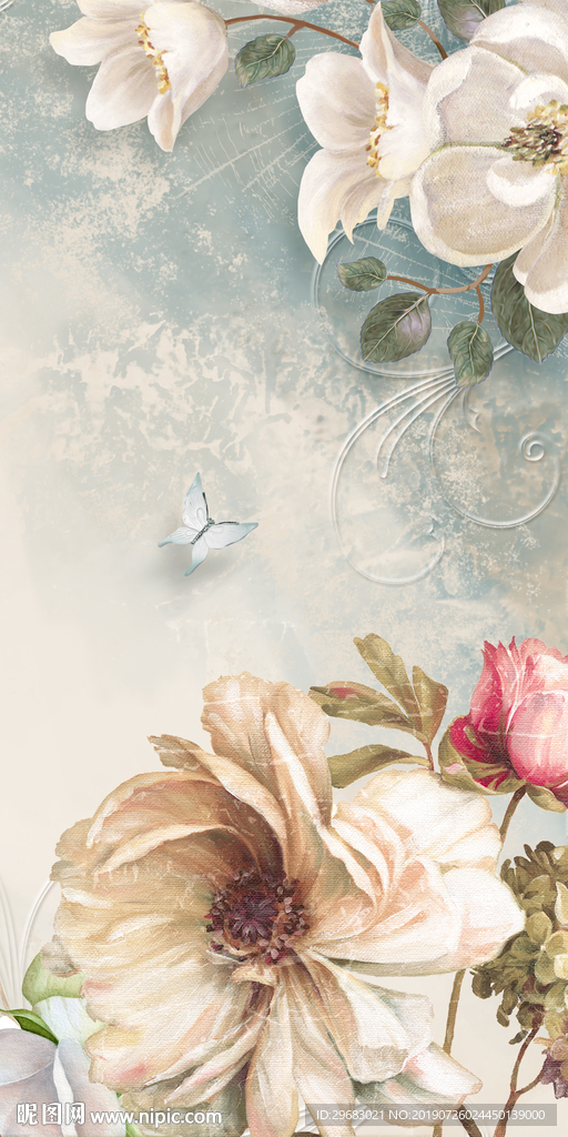 油画装饰玄关画 TIF分层图