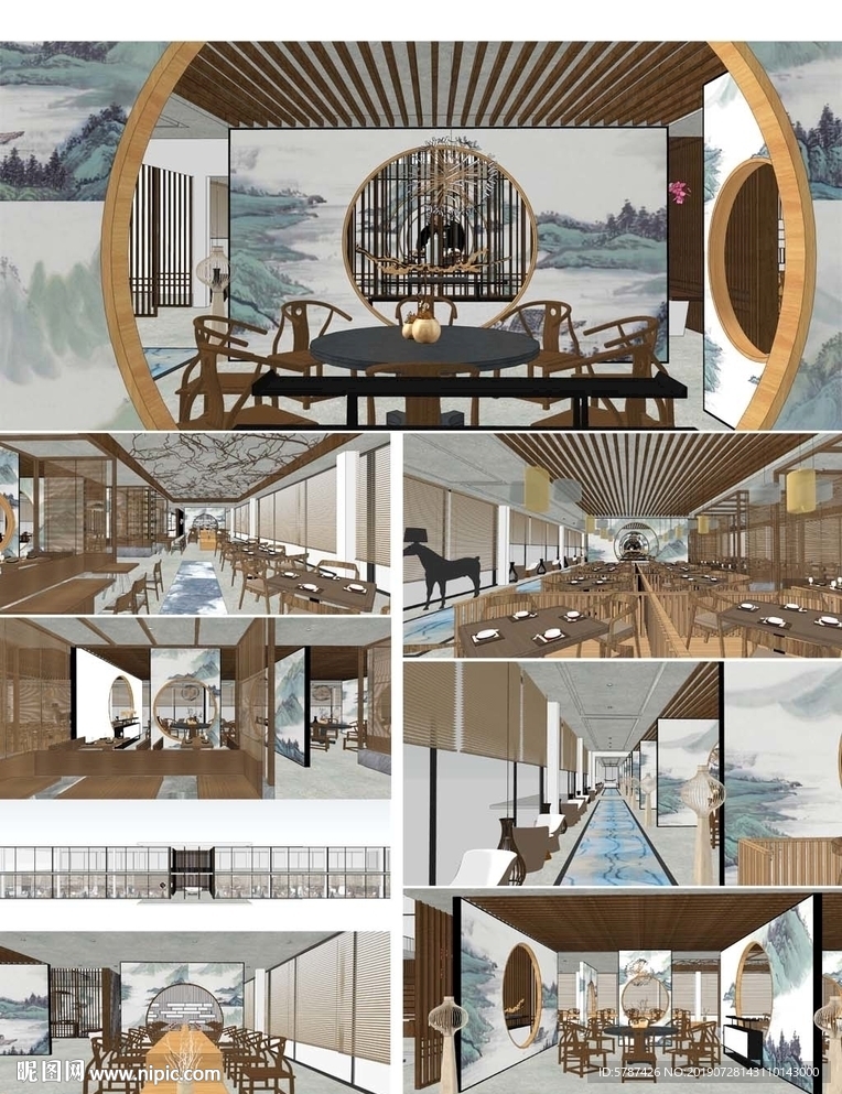 中式餐厅SU模型