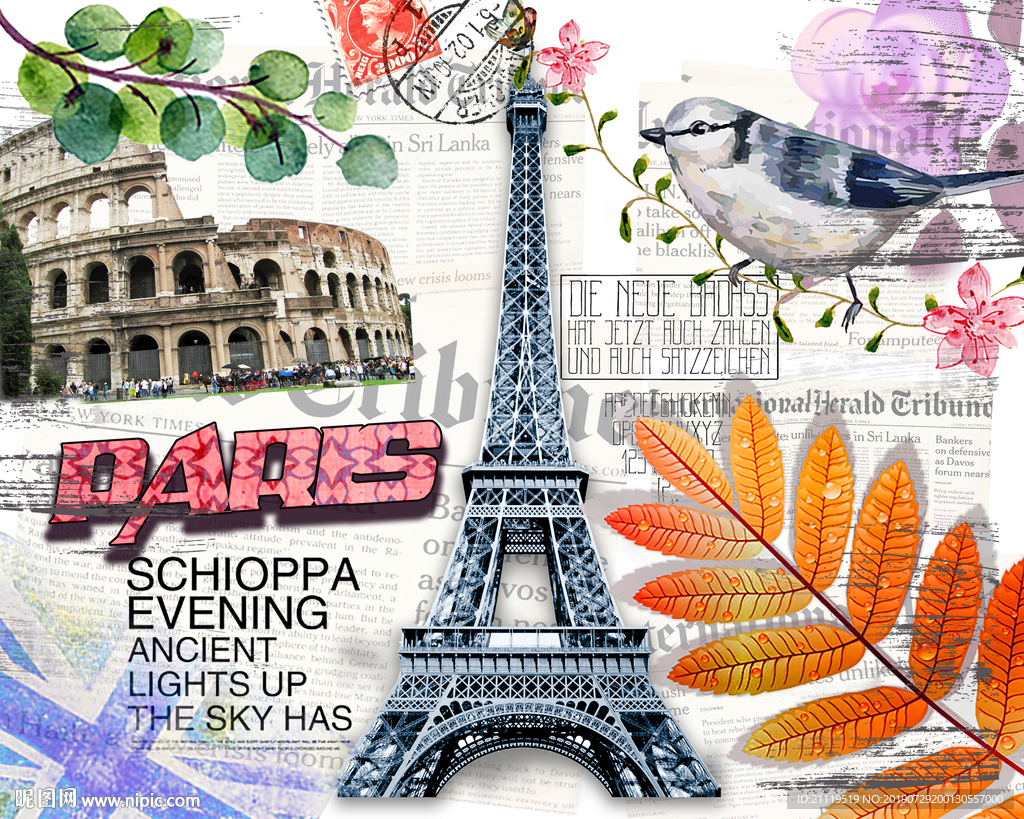 欧美建筑复古风格高清分层素材