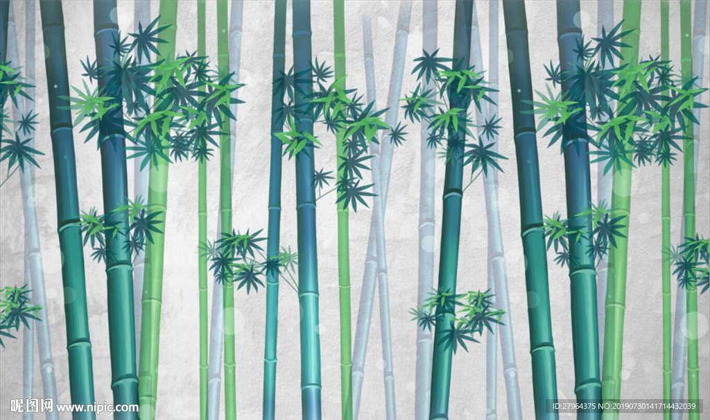 现代唯美梦幻竹林背景墙