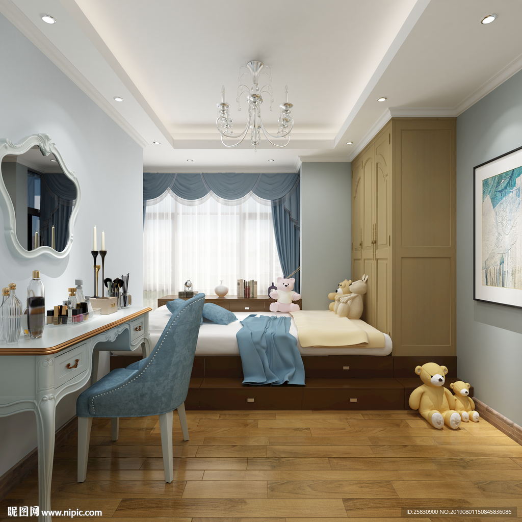 儿童房 榻榻米  电脑台 转角