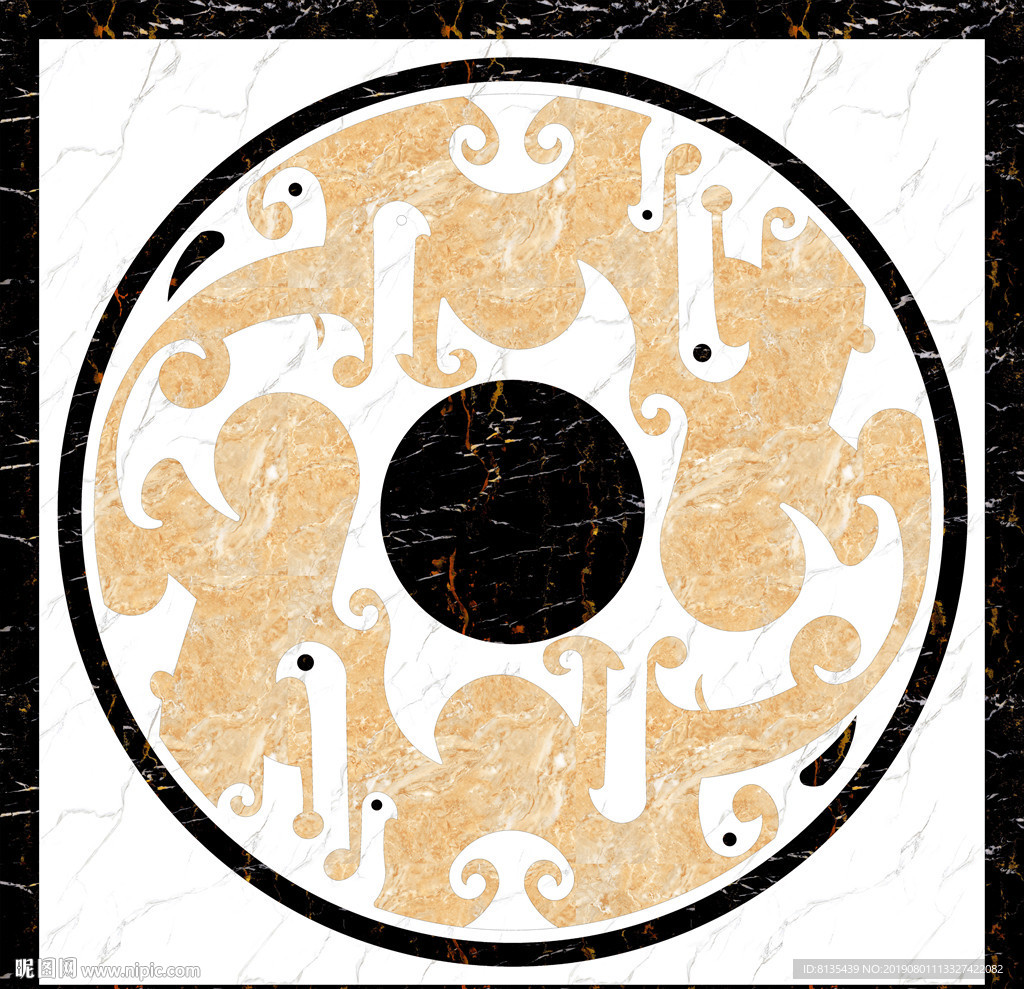 爵士白入户石纹拼花抛釉地砖图案