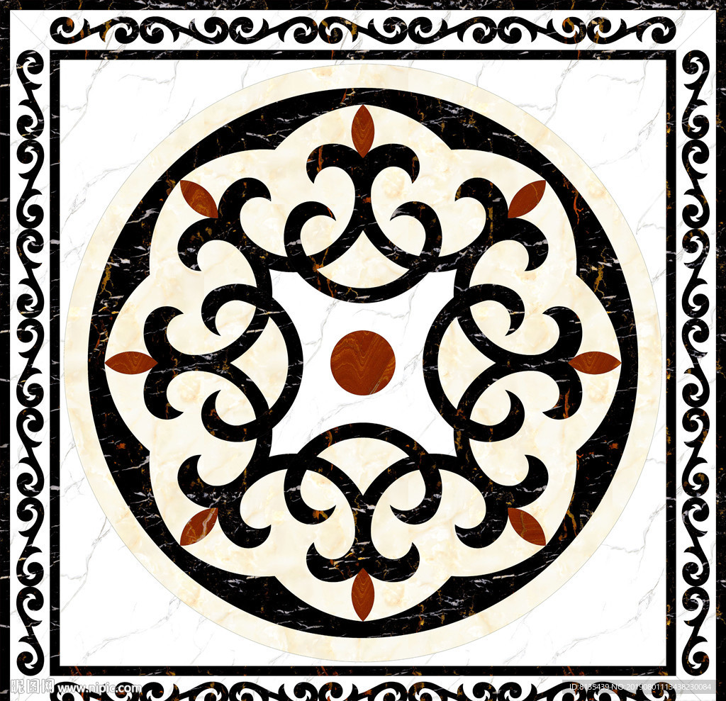 简欧客厅大理石纹水刀拼花图案