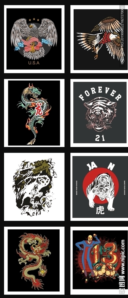 中国风图腾插画纹身图案设计