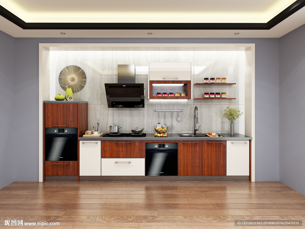 木纹不锈钢橱柜