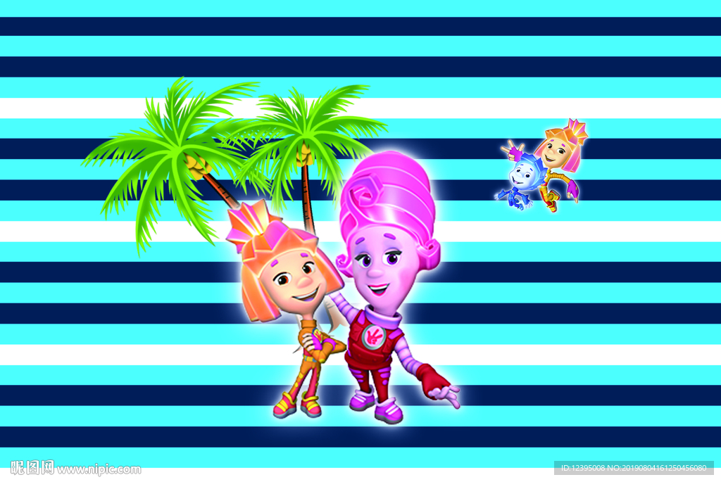 卡通人物 椰子树