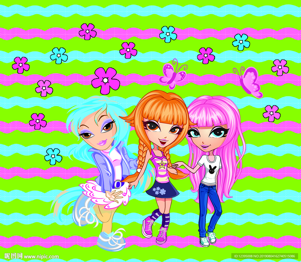 卡通小女孩分层素材