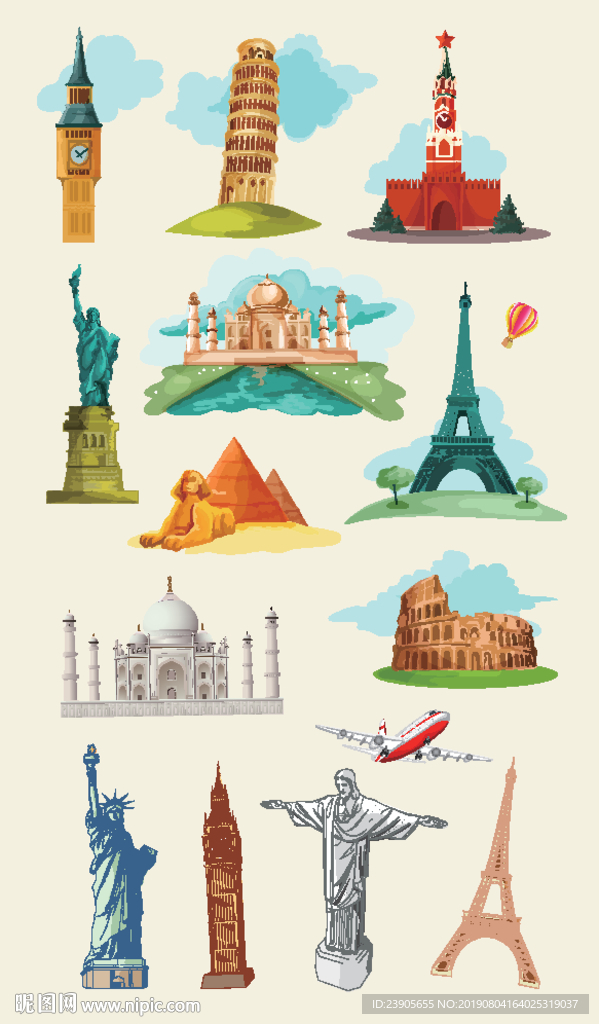 世界著名建筑地标卡通形象设计