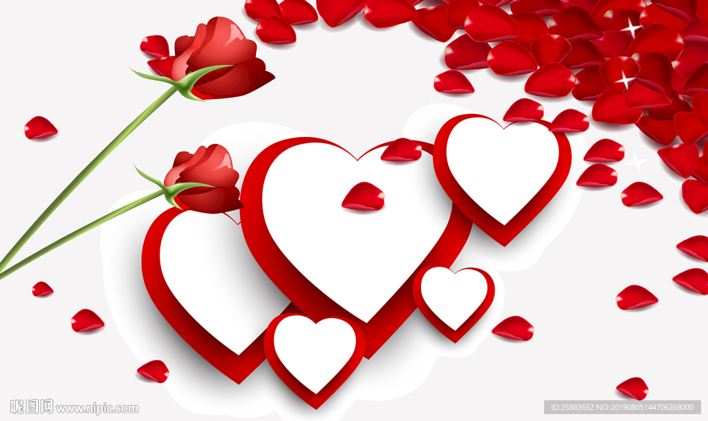 玫瑰花爱心电视背景墙