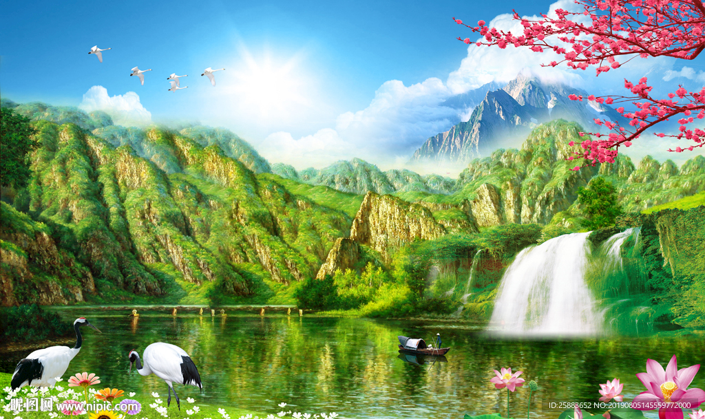 山清水秀电视背景墙