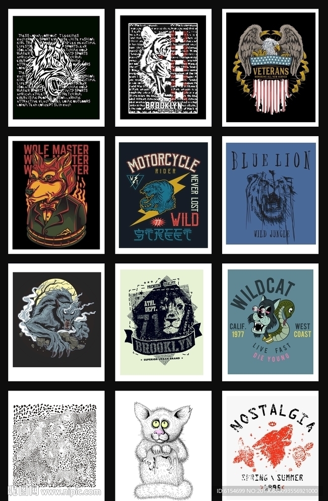 抽象动物头像插画印花图案