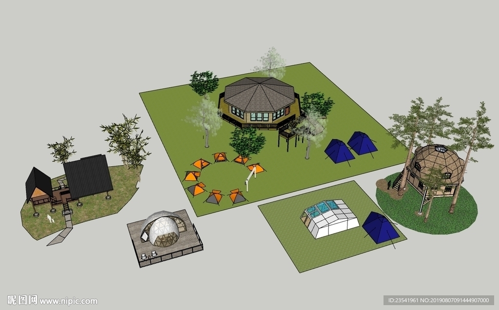 树屋 帐篷SU模型