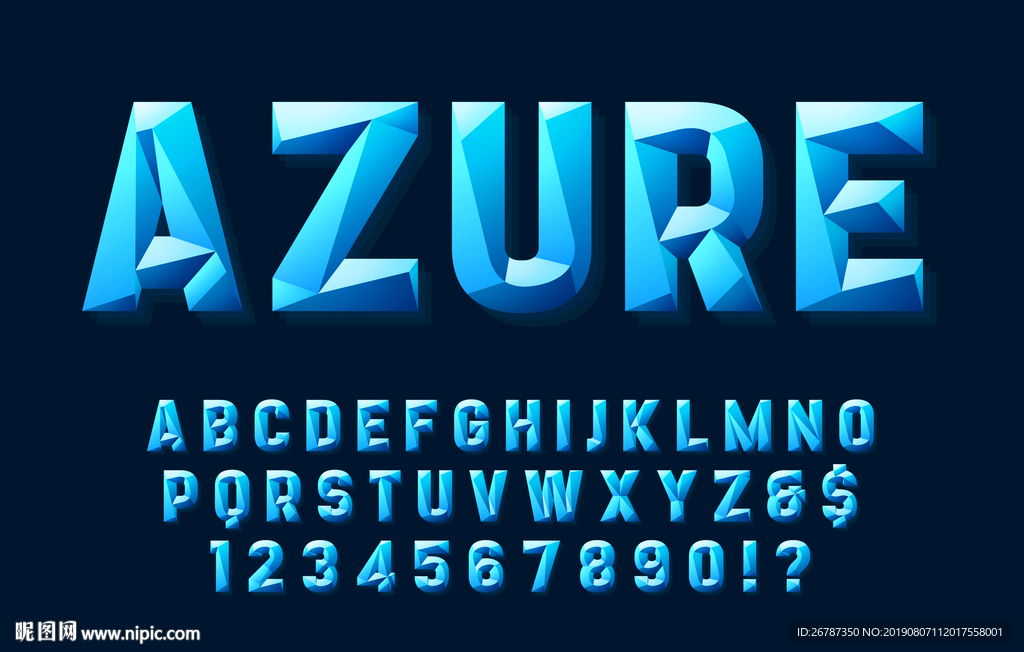 矢量菱角英文字母设计