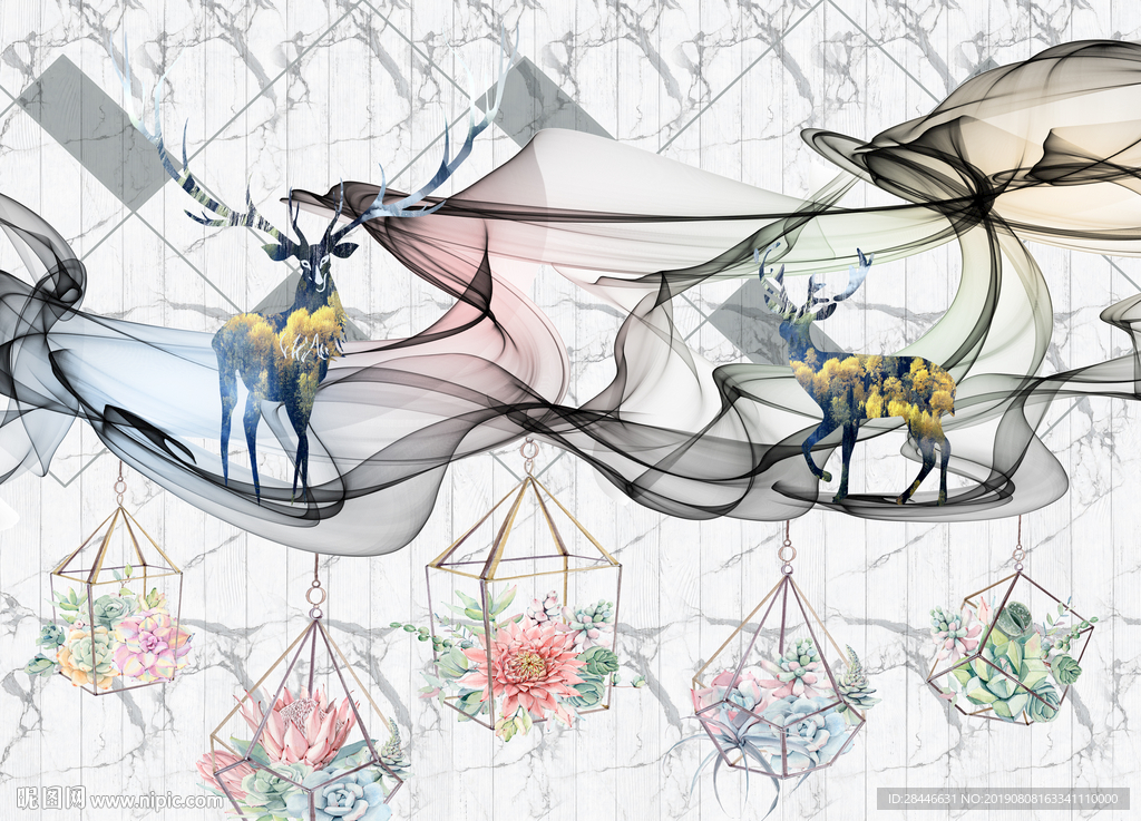 北欧几何地毯 背景墙