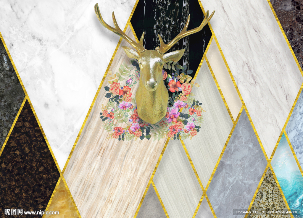 北欧几何地毯背景墙