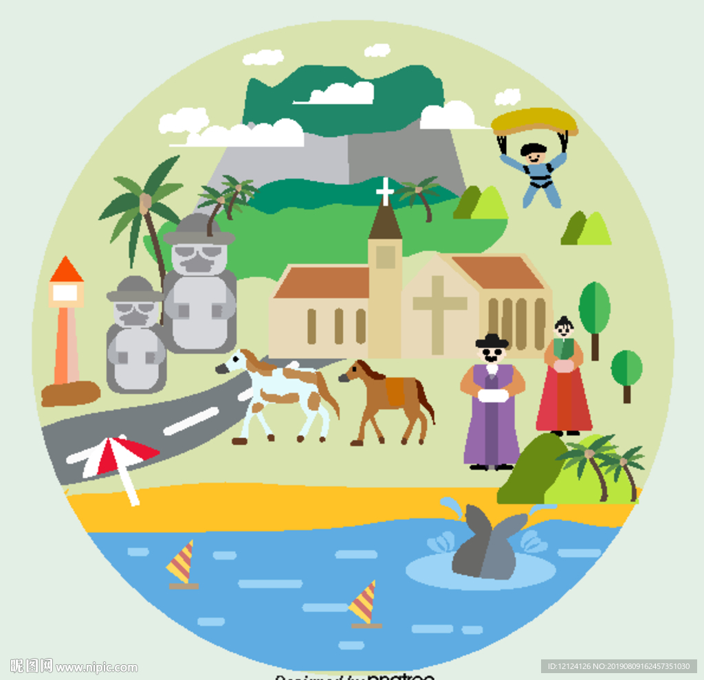 韩国旅游海报 济州岛矢量