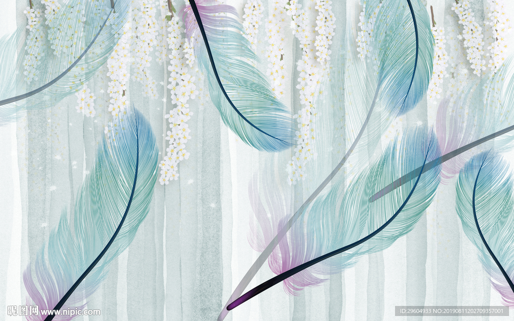 装饰画 羽毛TIF分层