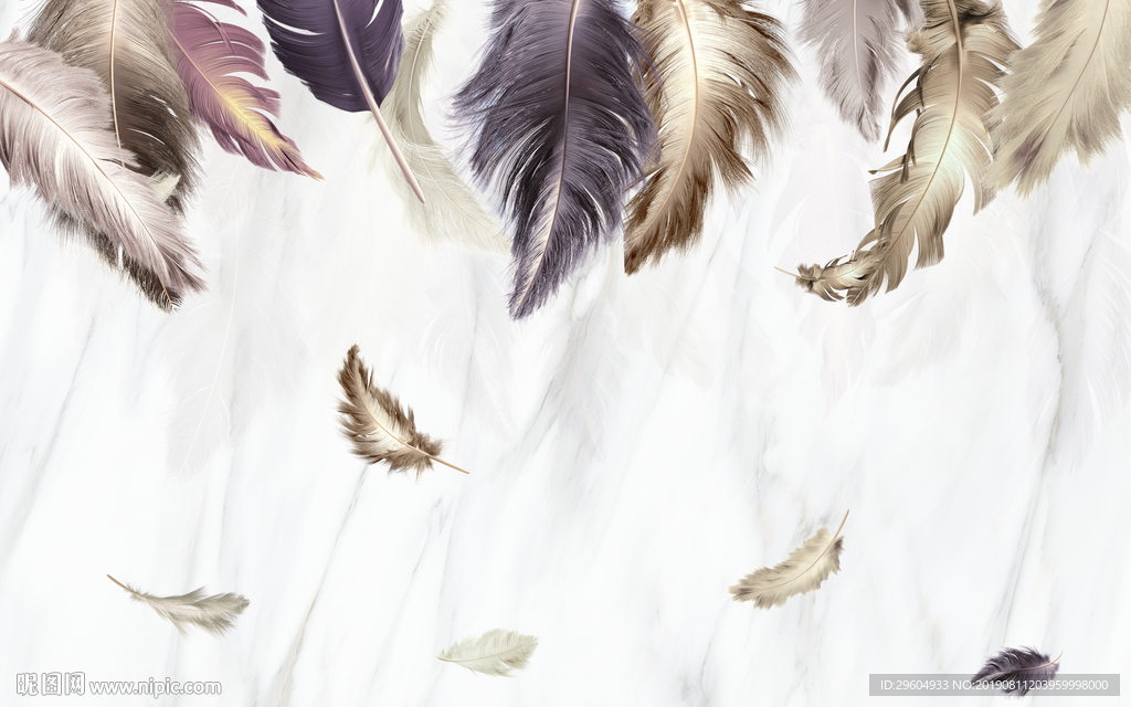现代装饰画 羽毛TIF分层