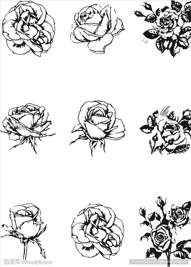 速写高清矢量图花朵素材