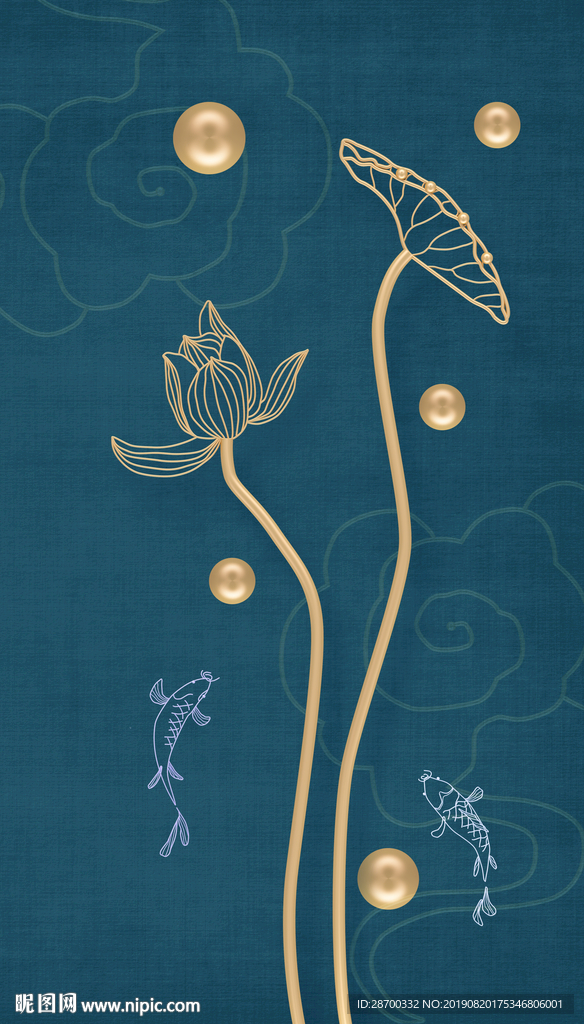 抽象荷塘浮雕画