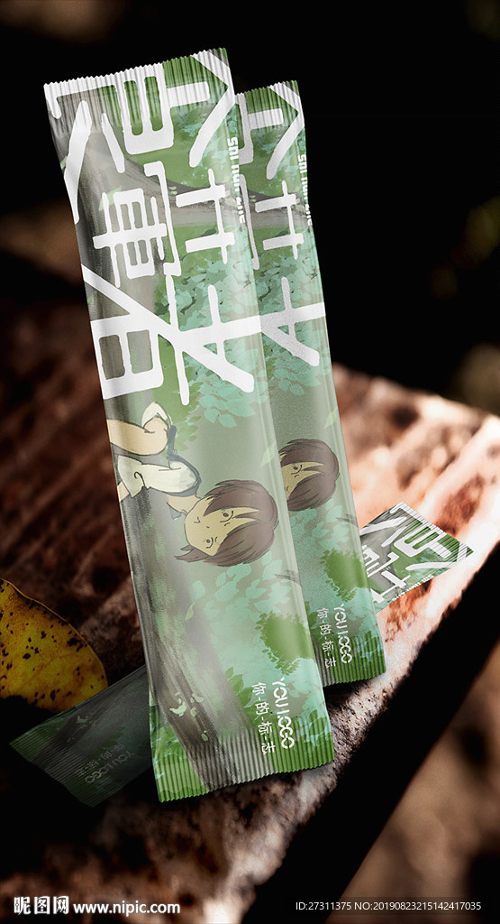 卡通亲子餐筷套双面包装展开图