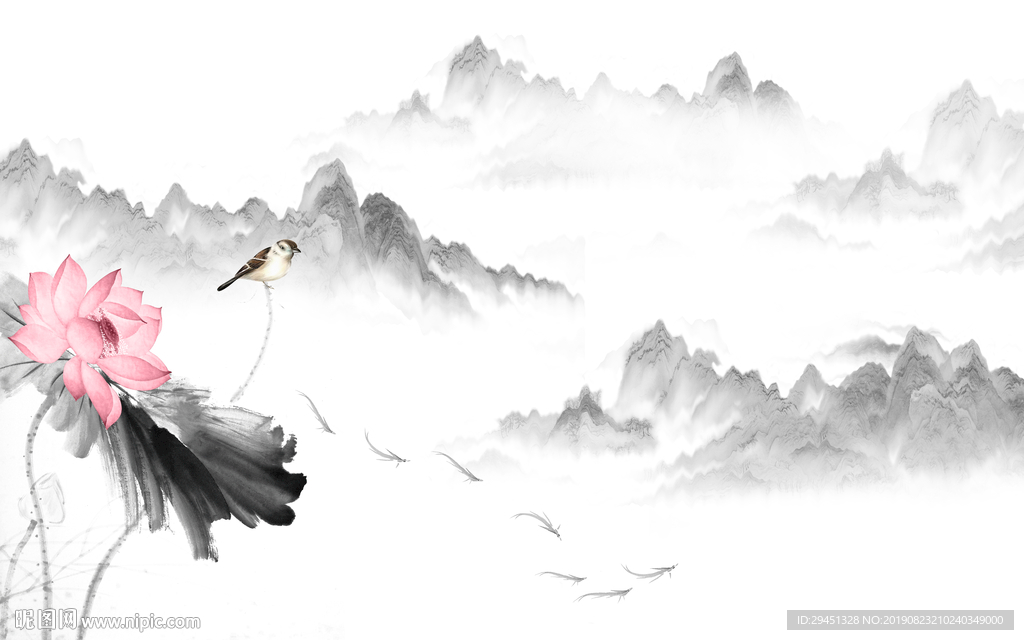 中国风山水画 TIF分层画