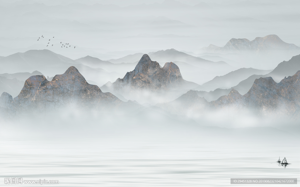 意境山水画 TIF分层画