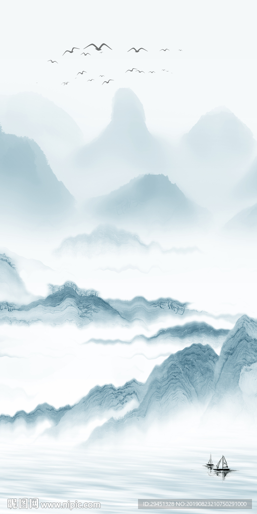 简约山水画 TIF分层玄关