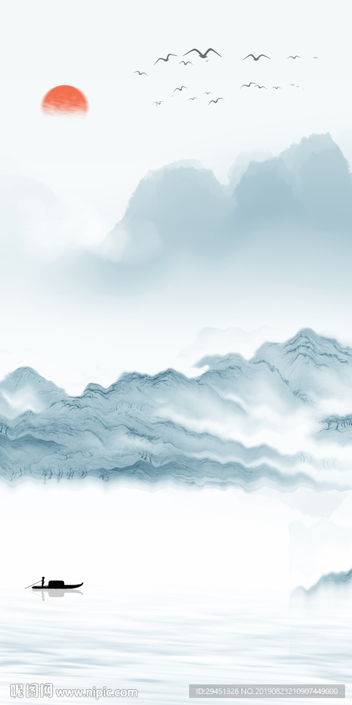 意境山水画 TIF分层玄关