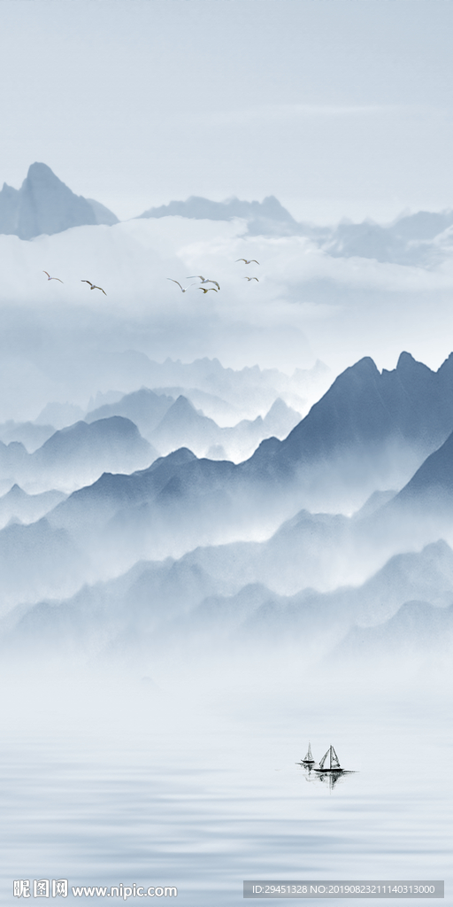 中式山水画 TIF分层玄关