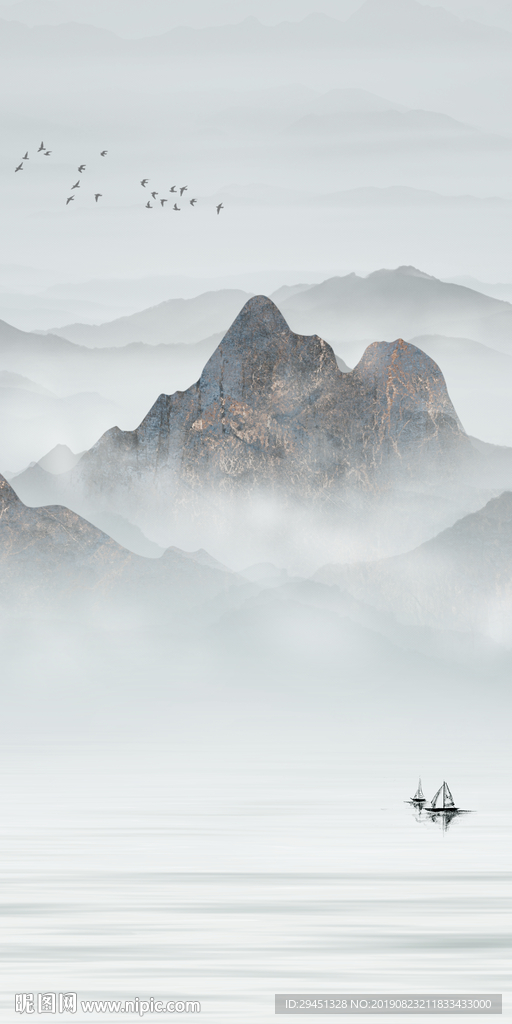 新品山水画 TIF分层玄关