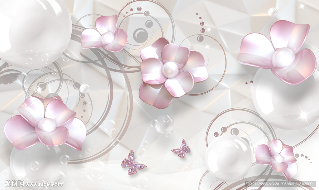 玉雕蝴蝶兰花藤圆球立体背景墙