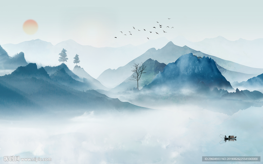 中式意境新山水画 TIF分层