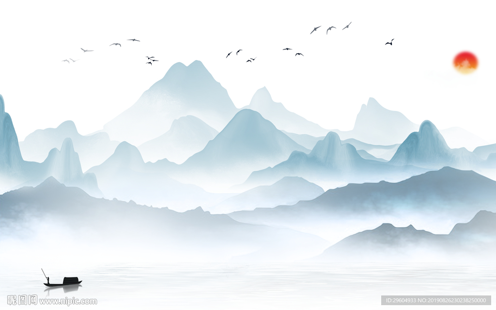 新品意境新山水画 TIF分层