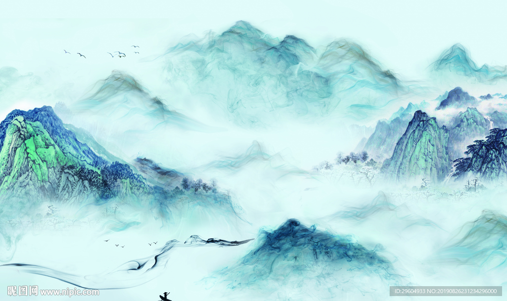 烟雾意境新山水画 TIF分层