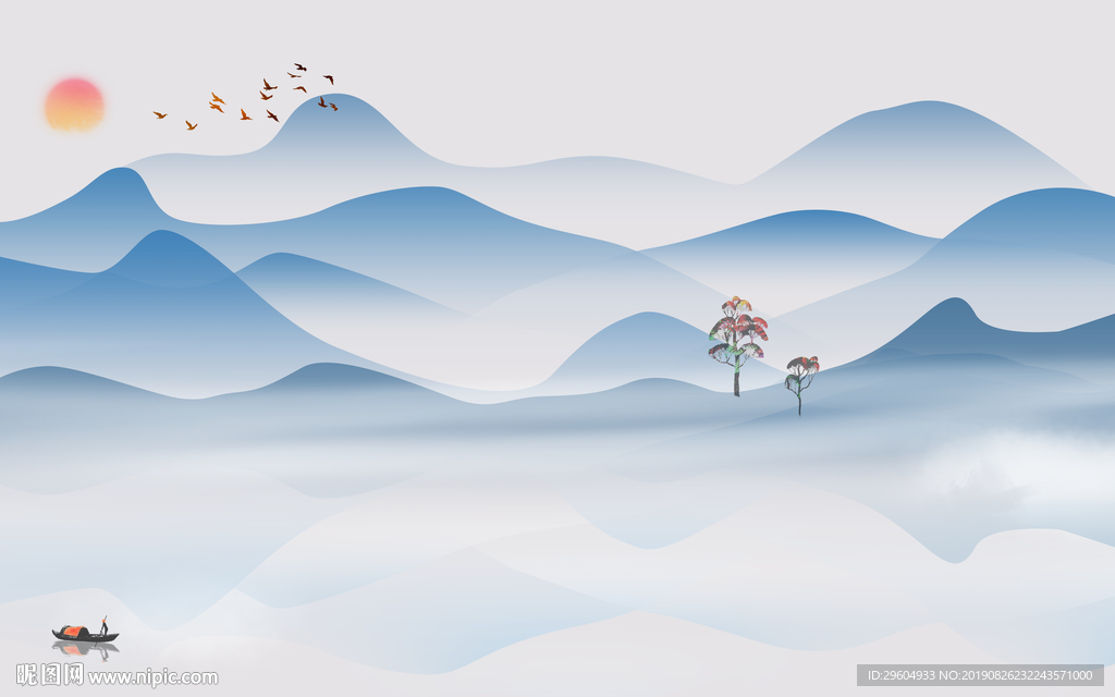 高档意境新山水画 TIF分层