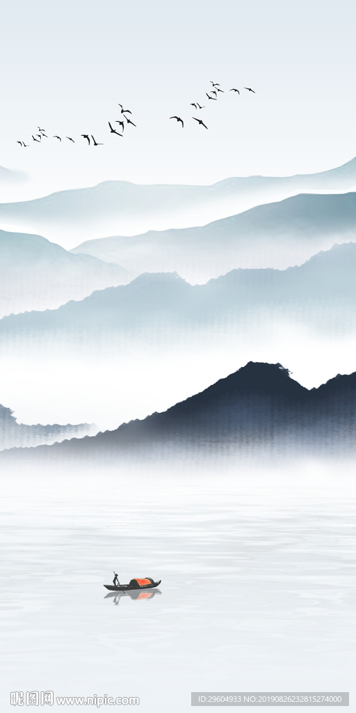 新品玄关山水画 TIF分层