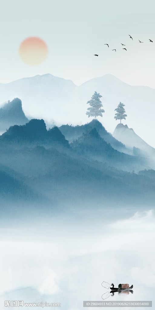 高档玄关山水画 TIF分层