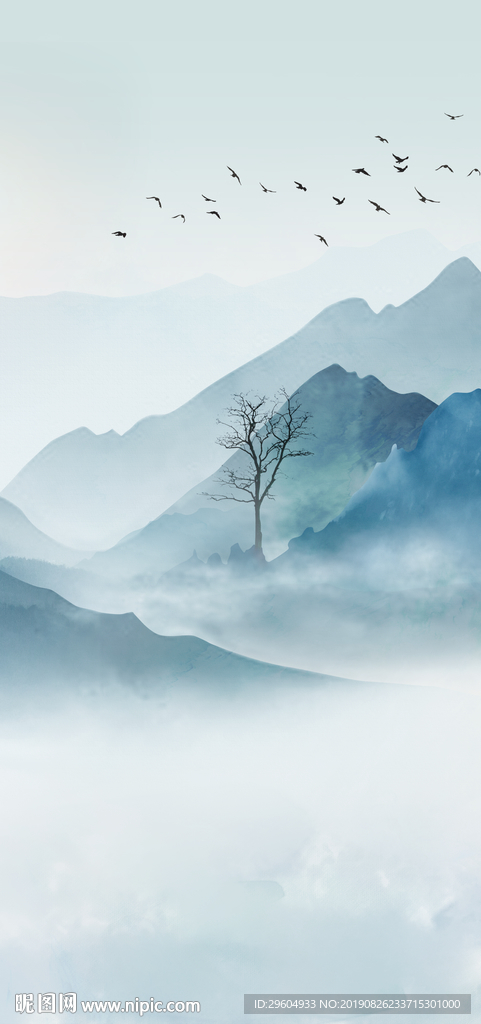 极品 山水玄关画 TIF分层