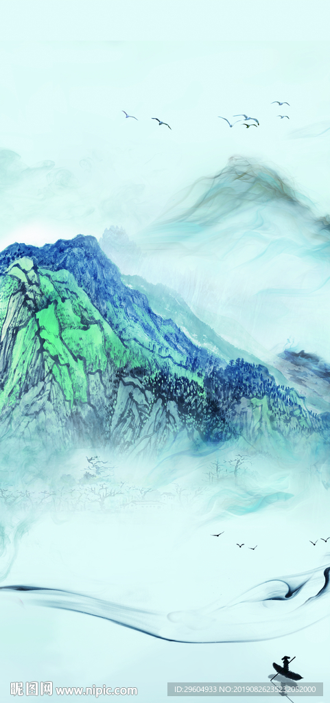 中式玄关山水画 TIF分层