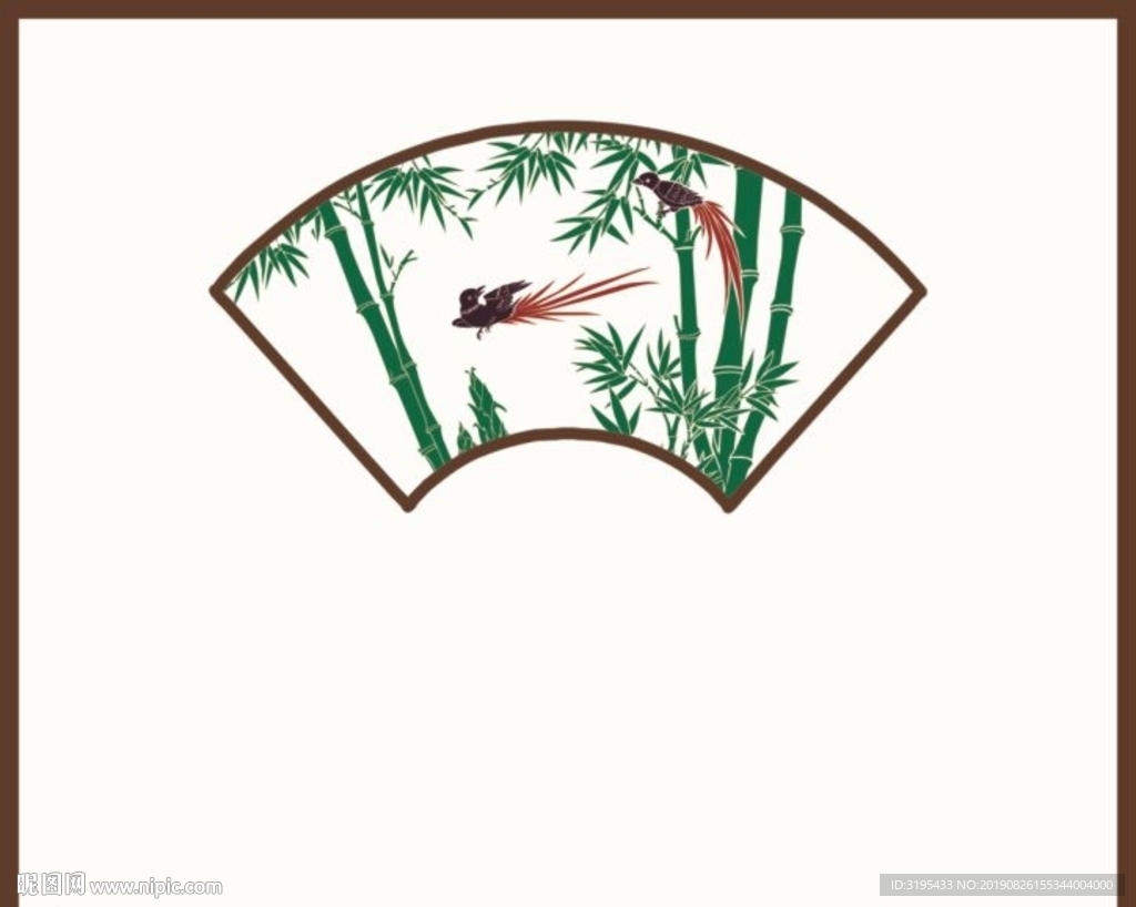 扇形矢量  竹子矢量  小鸟