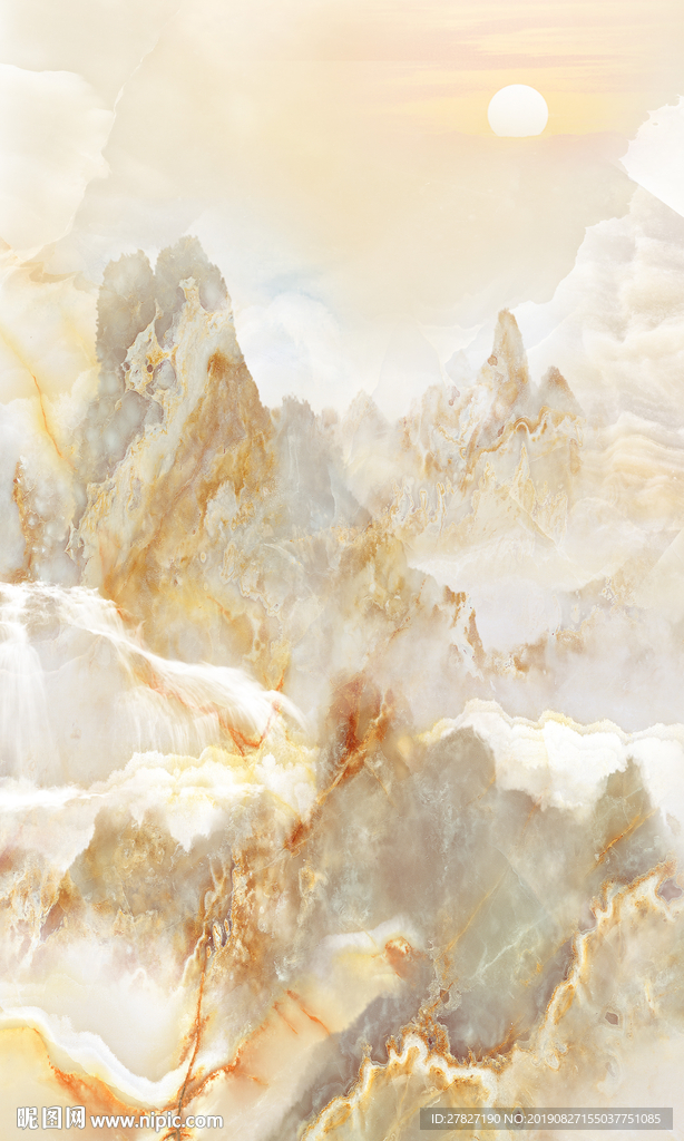 旭日东升 大理石纹  黄色石