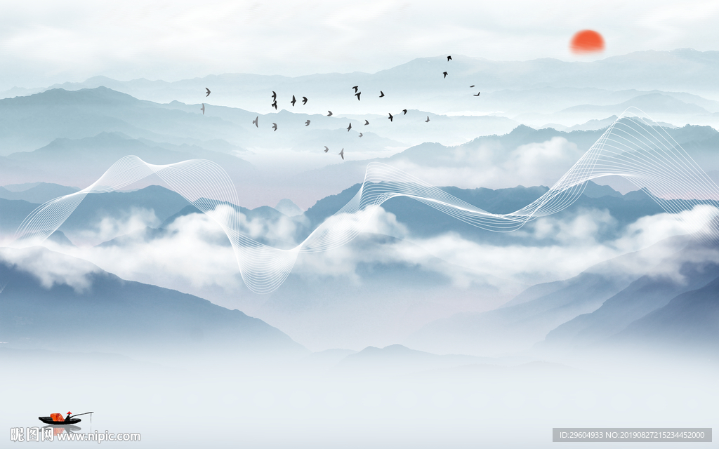 小清新意境山水画 TIF分层