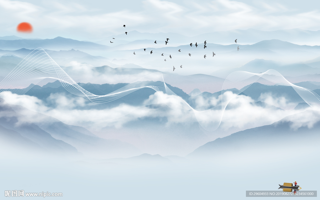 新品新意境山水画 TIF分层